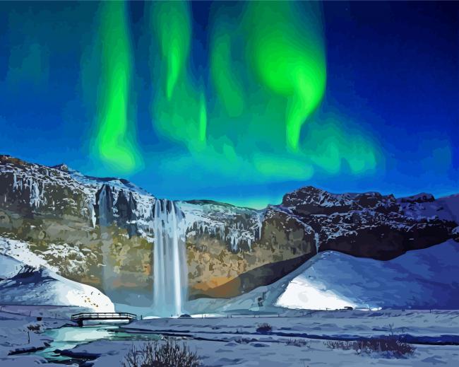 Wonderfull Winter Waterfall View Paint By Numbers