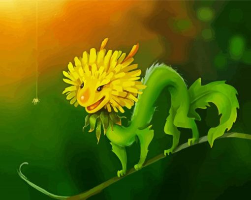 Yellow Flower Dragon Paint By Numbers