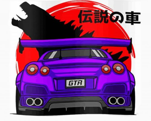 2018 Nissan GTR Dark Purple Illustartion Paint By Numbers