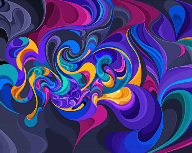 Abstract Colorful Waves Paint By Numbers