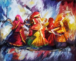 Abstract Indian Dancing Women Paint By Numbers
