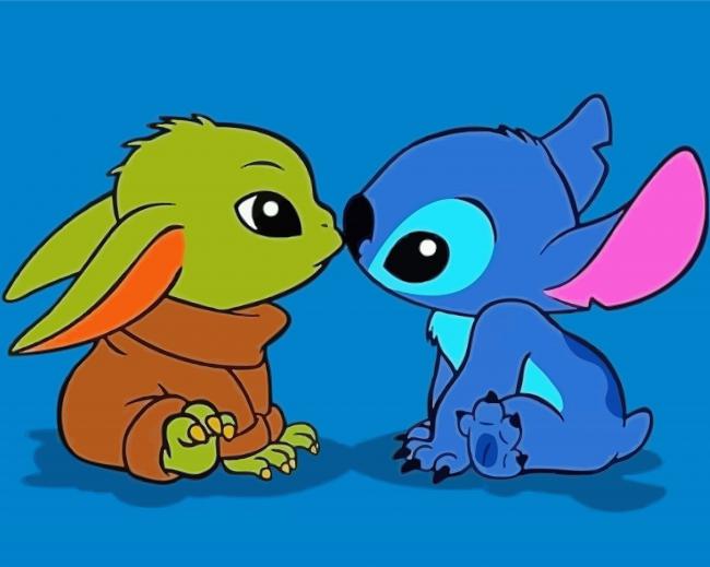 Baby Stitch And Baby Yoda Paint By Numbers - Paint By Numbers