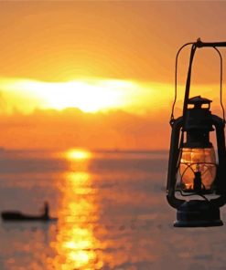 Beach Lantern At Sunset Paint By Number