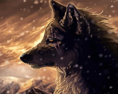 Black And Brown Wolf Art Illustration Paint By Numbers