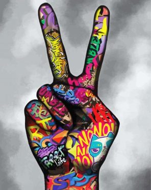 Colorful Peace Sign Hand Paint By Numbers