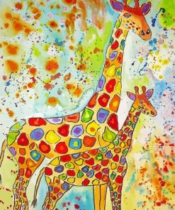 Colorful Giraffe And Baby Art Paint By Numbers