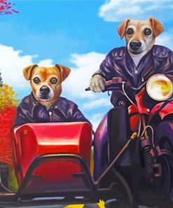 Dogs Riding On Motorcycle Paint By Numbers