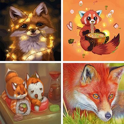 Foxes paint by numbers