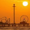 Galveston Island Historic Pleasure Pier Silhouette Paint By Numbers