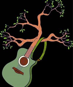 Green Guitar Tree Paint By Numbers