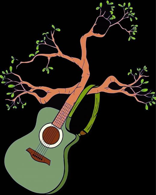 Green Guitar Tree Paint By Numbers