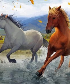 Horses Running Through The River Paint By Numbers