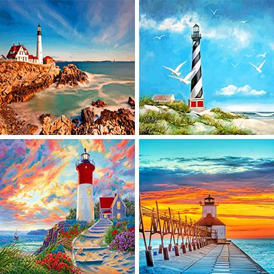 lighthouses paint by numbers
