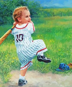 Little Kid Playing Baseball Paint By Numbers