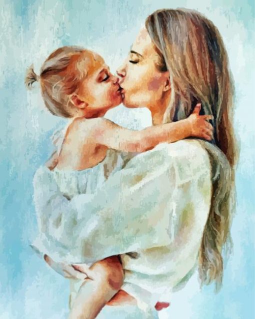 Mother And Daughter Kiss Paint By Number