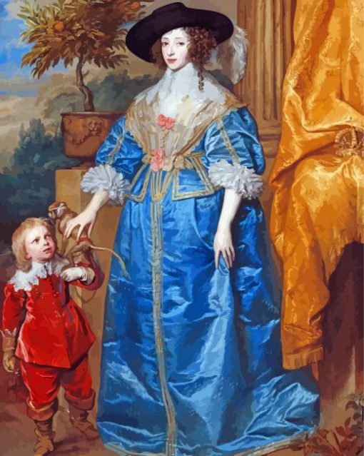 Queen Henriette Marie And Her Dwarf Sir Jeffery Hudson By Antoine Van Dyck Paint By Numbers