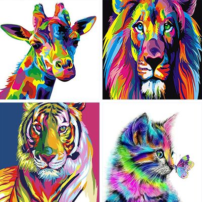rainbow animal paint by numbers 