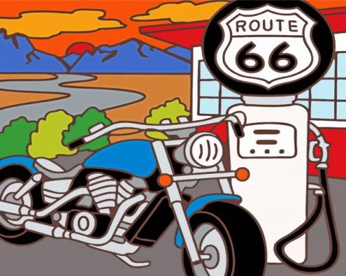 Route 66 Motorcycle Art Paint By Numbers