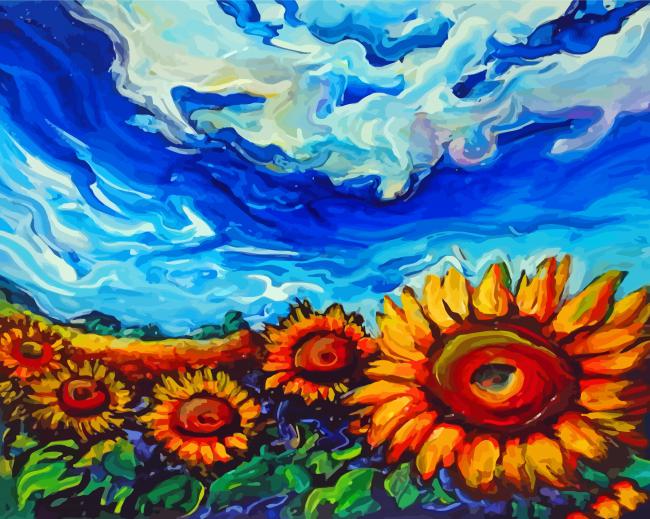 Sunflowers Ukranian Art Paint By Numbers