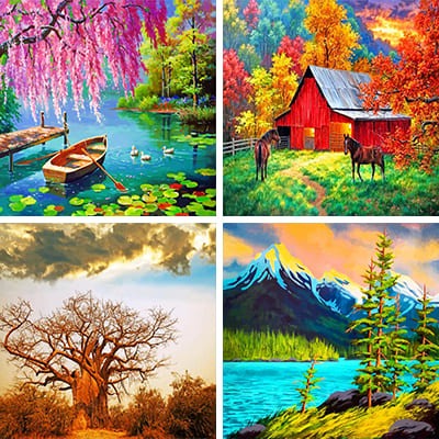 Trees painting by numbers