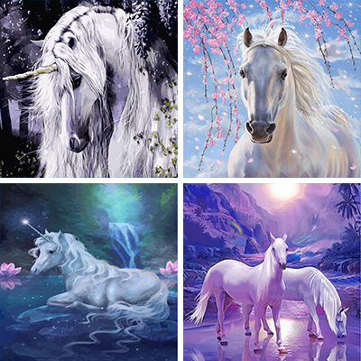white horses paint by numbers