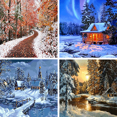 winter landscape paint by numbers