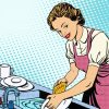 Woman washing Dishes Pop Art Paint By Numbers
