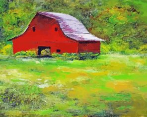 Abstract Barn In Meadow Paint By Numbers
