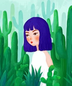 Aesthetic Cactus Girl Paint By Numbers