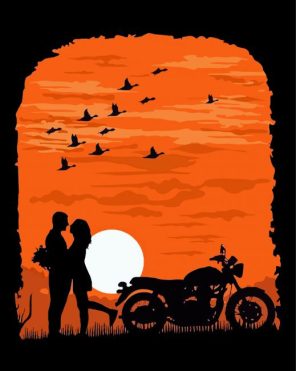 Aesthetic Couples On Motorcycle Paint By Numbers