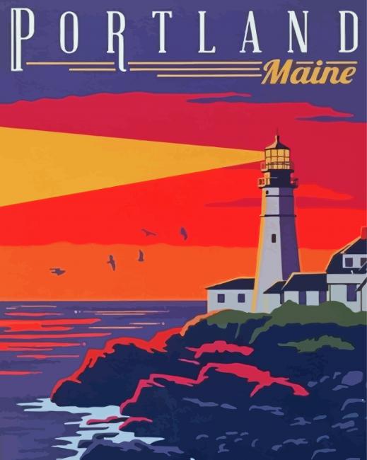 Aesthetic Maine Poster Illustration Paint By Numbers