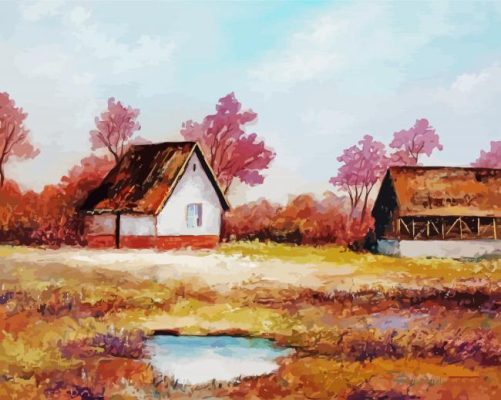 Aesthetic Old Farm House Art Paint By Numbers