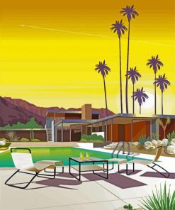 Aesthetic Palm Springs Pool Poster Paint By Number