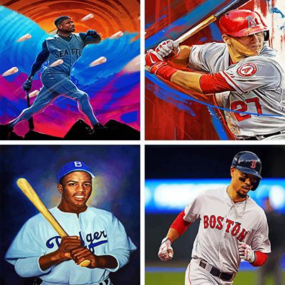 baseball players paint by numbers