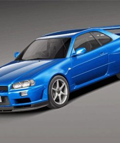 Blue Nissan Skyline R34 Car Paint By Numbers