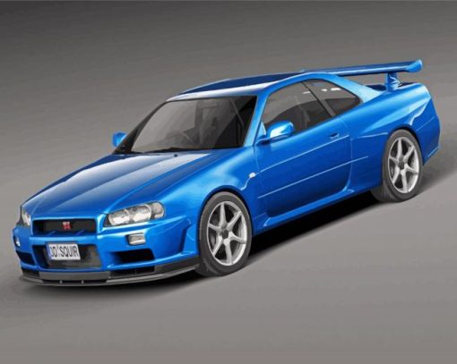 Blue Nissan Skyline R34 Car Paint By Numbers