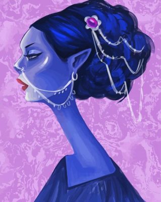 Blue Girl Side Profile Art Paint By Numbers