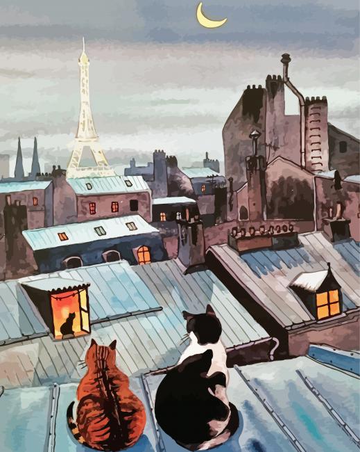 Cats In Paris Paint By Numbers