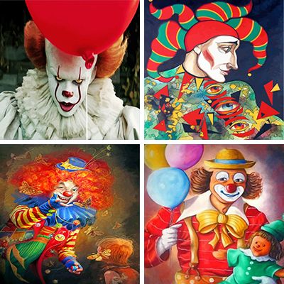 Clowns paint by numbers