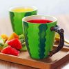 Coffee Cup Fruits Watermelon Paint By Number