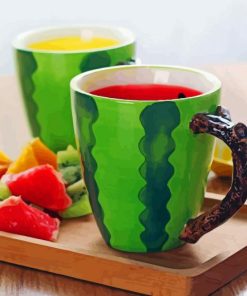 Coffee Cup Fruits Watermelon Paint By Number