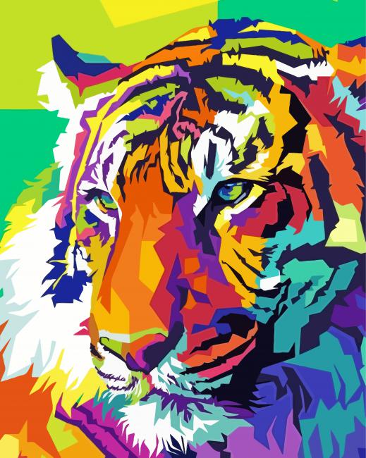 Colorful Tiger Head Pop Art Paint By Numbers