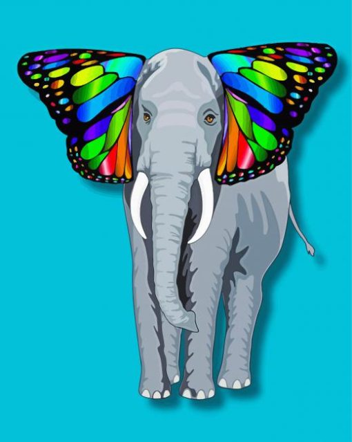 Colorful Elephant Butterfly Paint By Numbe