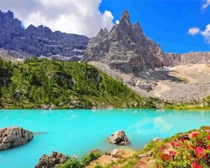 lake Dolomite Italy Landscape Paint By Numbers