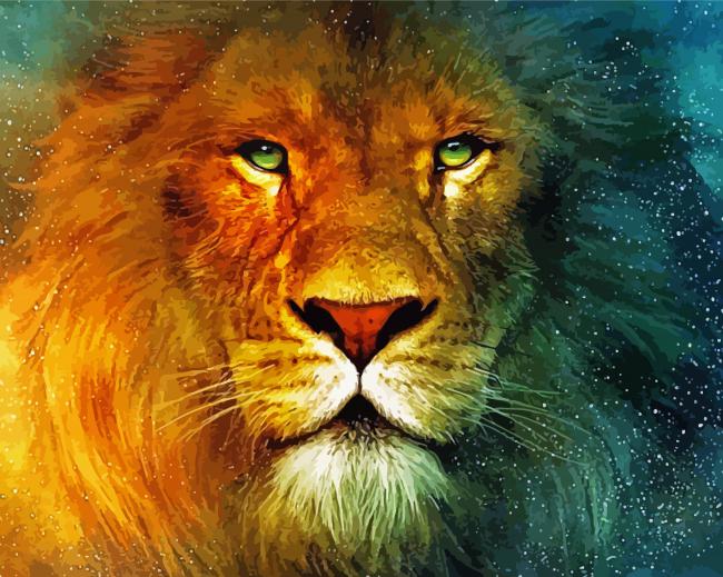 Lion With Green Eyes Illustration Paint By Numbers