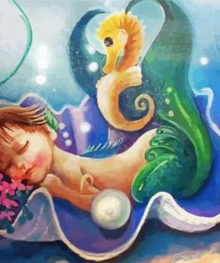 Sleepy Baby Mermaid Paint By Numbers