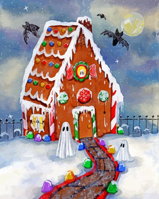 The Haunted Gingerbread House Paint By Numbers