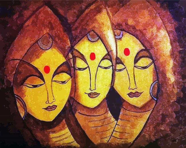Vintage Abstract Indian Women Paint By Numbers