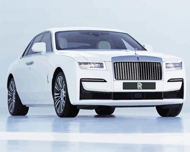 White Roll Royce Luxury Car Paint By Number