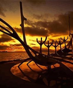 Sun Voyager Sculpture At Sunset Paint By Numbers